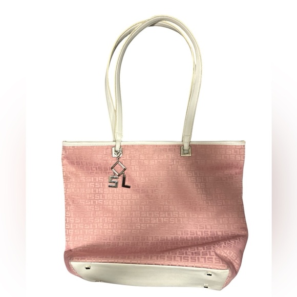 Susan Lucci Large Pink Handbag with White Handles. - Picture 1 of 7